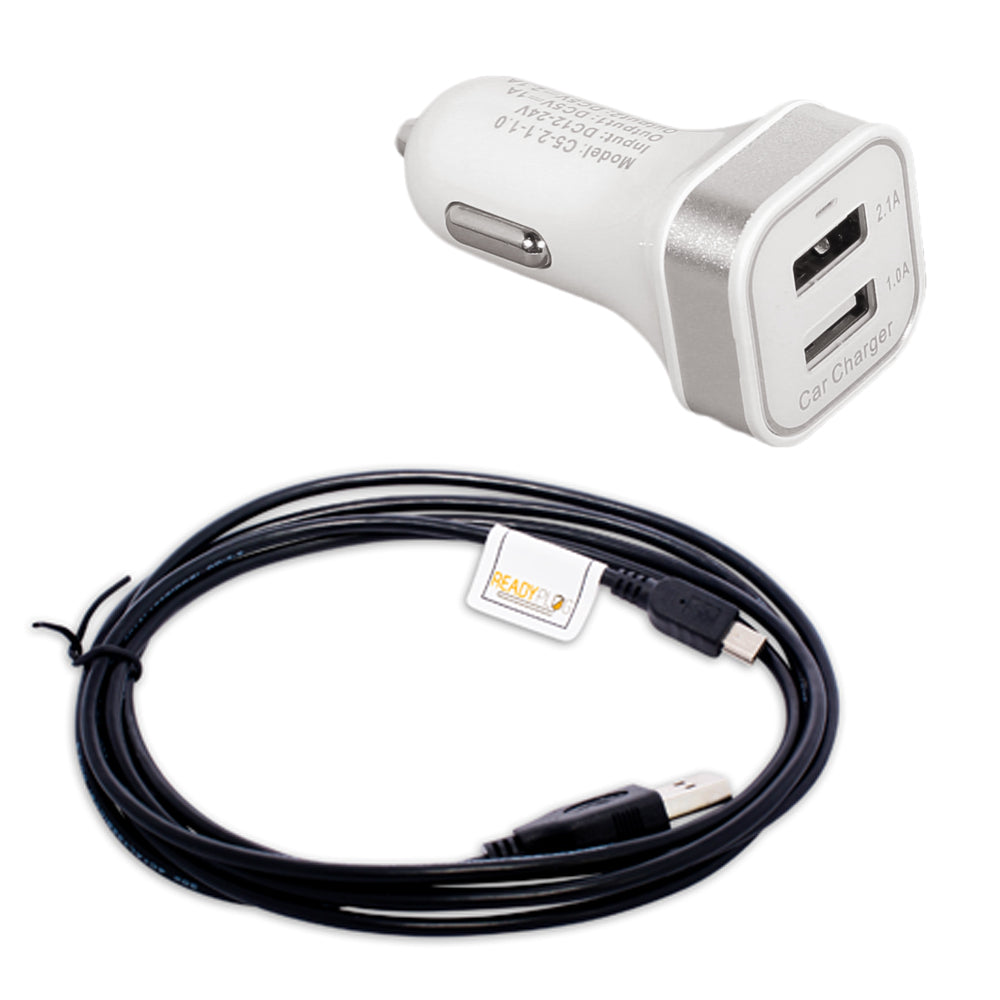 USB Car Charger for: AT&T Cingular Flip 2 Phone (White - Glows Blue)